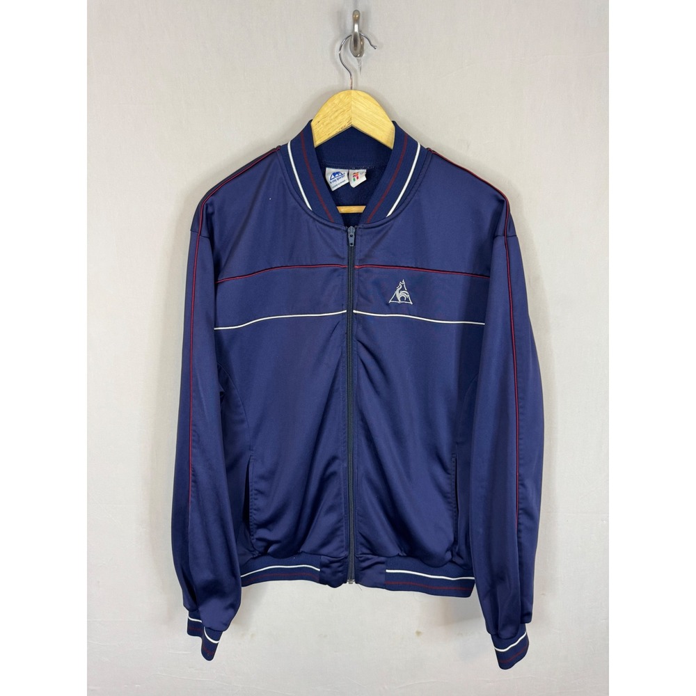 Vintage Le Coq Sportif Track Jacket Navy Blue Red White Zip Up XL France Sport